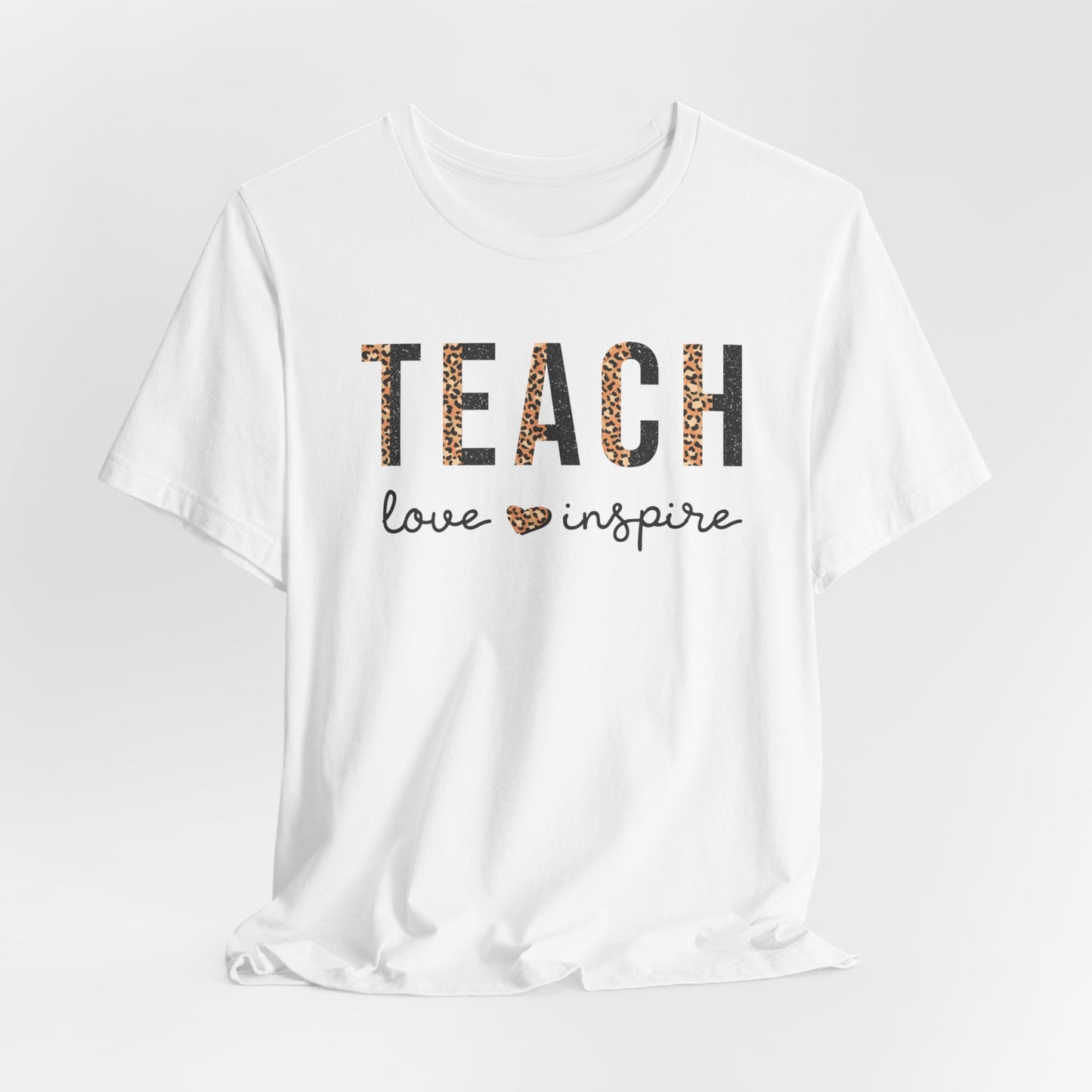 Teach, Love, Inspire Cheetah Print Unisex Short Sleeve Tee