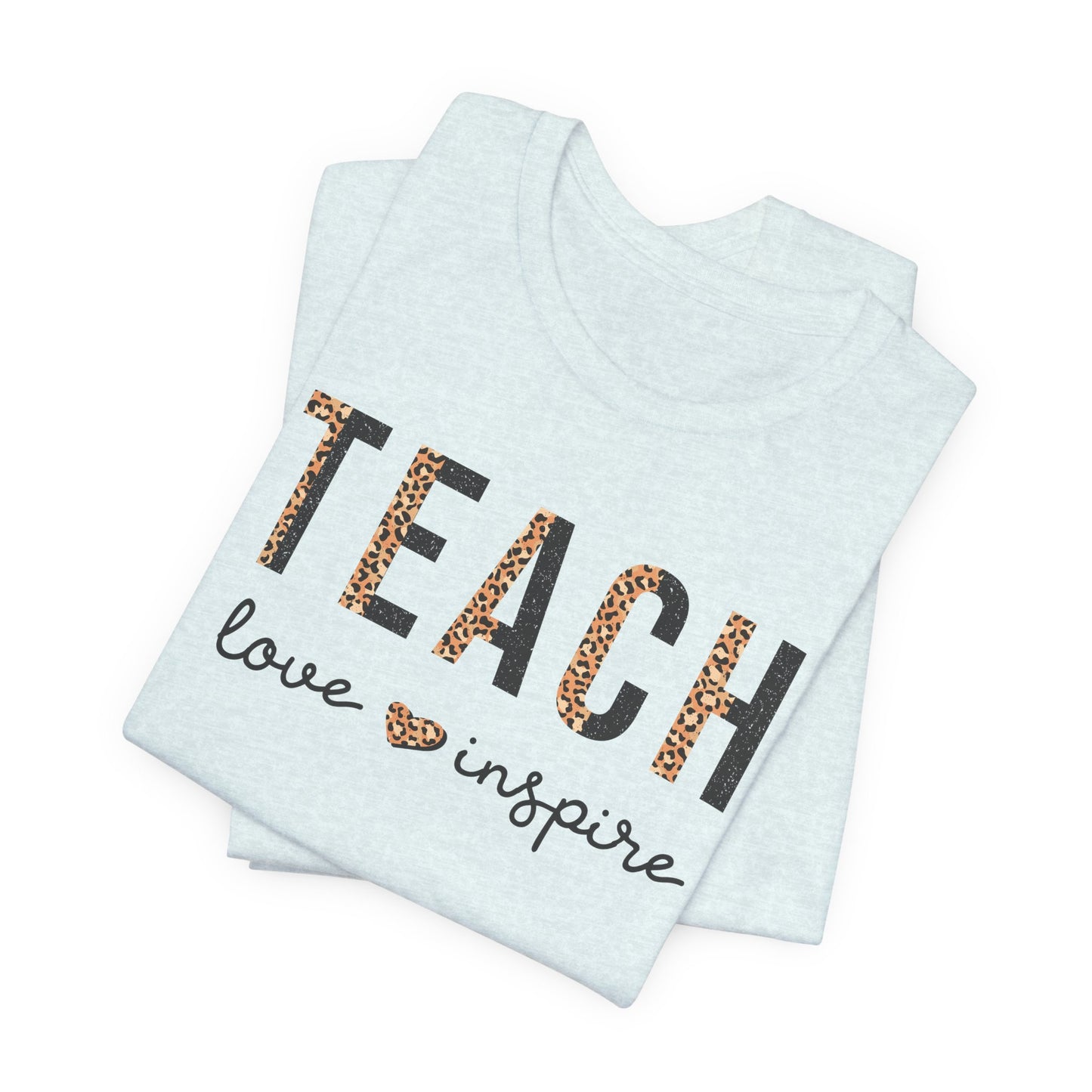 Teach, Love, Inspire Cheetah Print Unisex Short Sleeve Tee