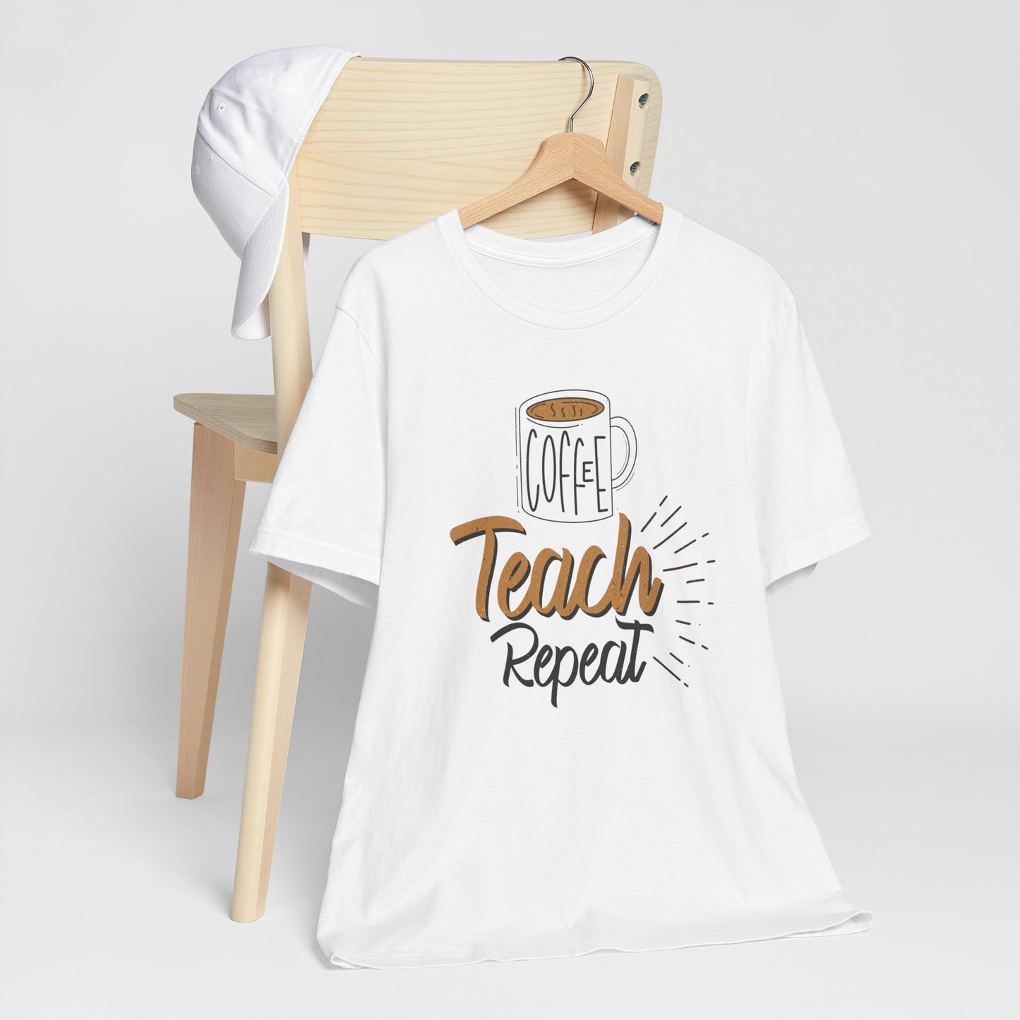 Coffee Teach Repeat Unisex Short Sleeve Tee