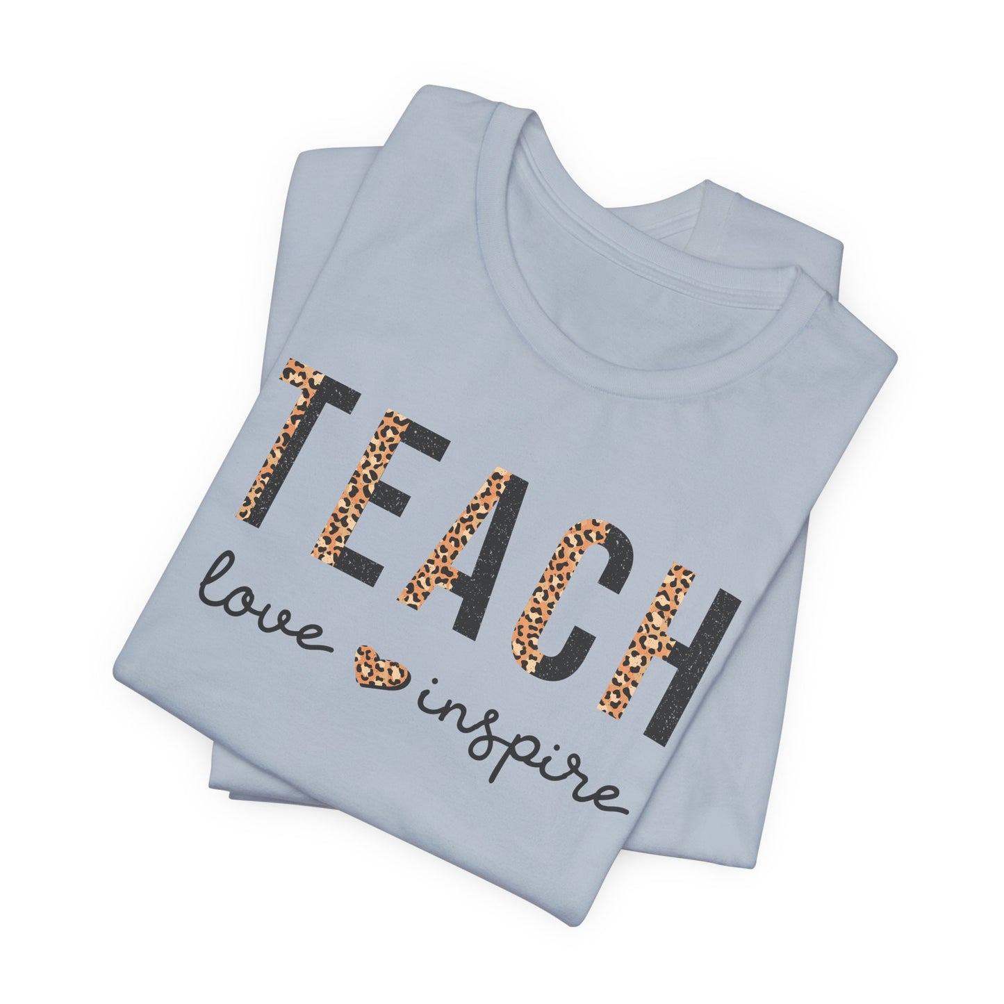 Teach, Love, Inspire Cheetah Print Unisex Short Sleeve Tee