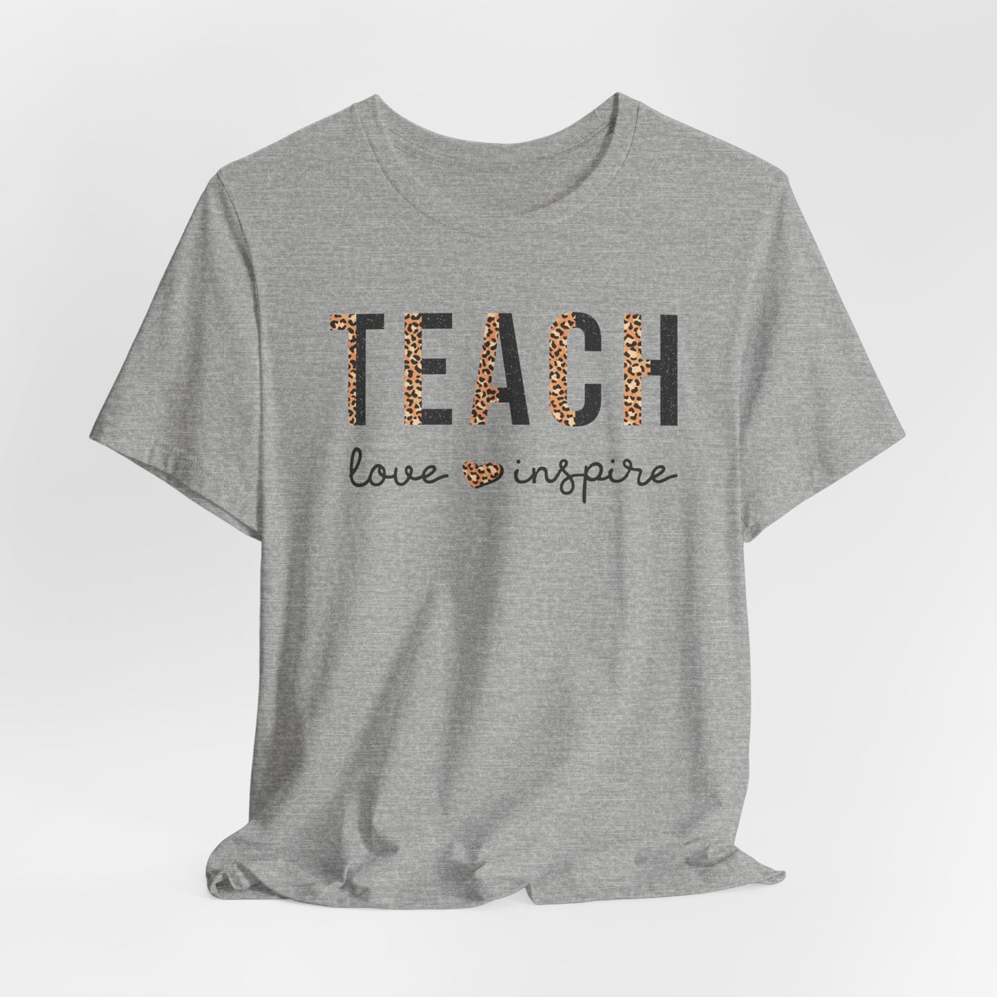 Teach, Love, Inspire Cheetah Print Unisex Short Sleeve Tee