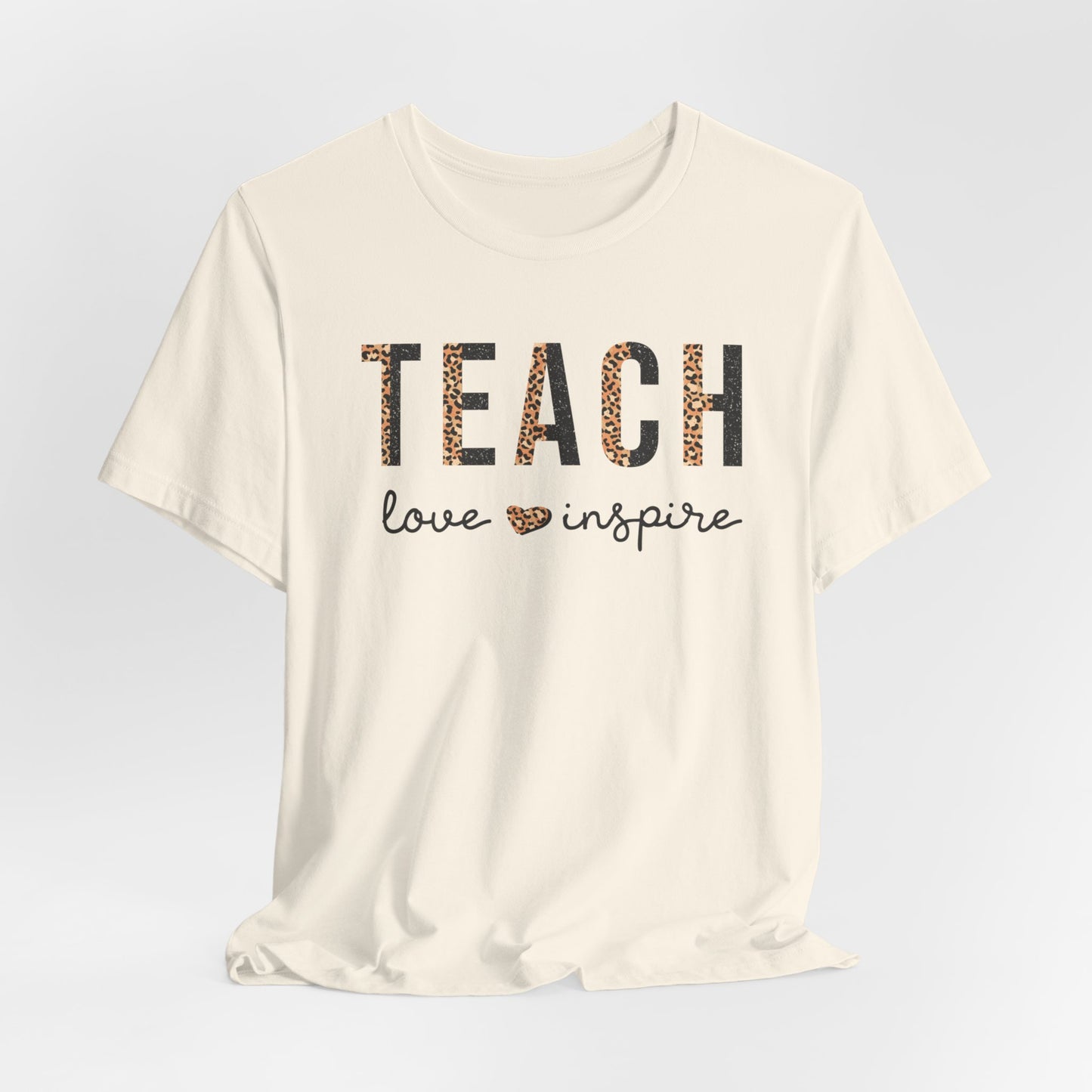 Teach, Love, Inspire Cheetah Print Unisex Short Sleeve Tee