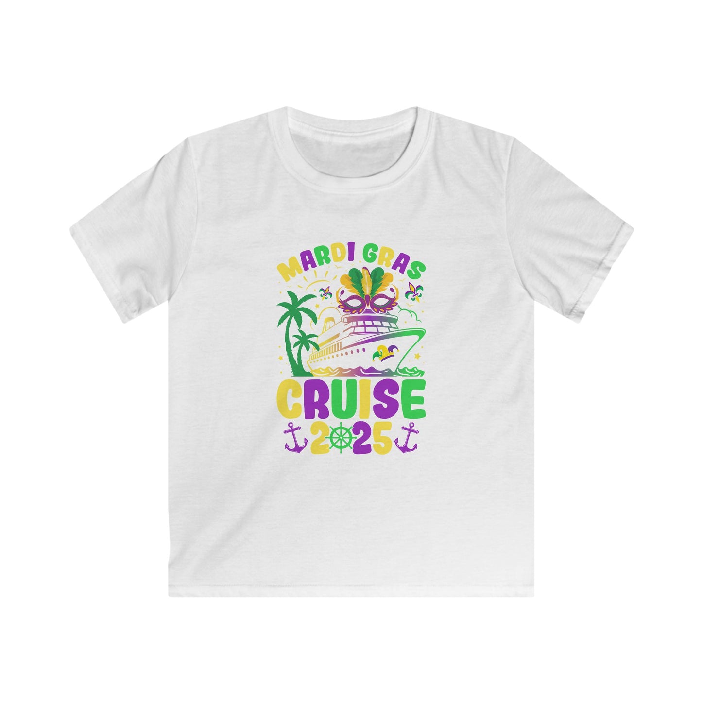 Mardi Gras Cruise Kids Softstyle Tee - Fun & Colorful 2025 T-Shirt for Celebrations