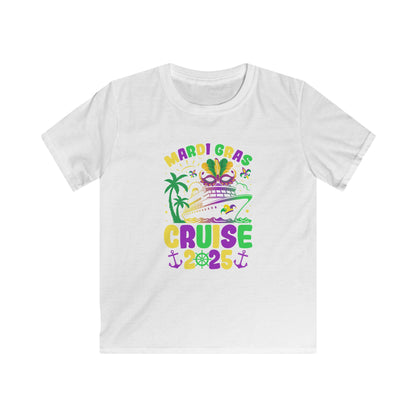 Mardi Gras Cruise Kids Softstyle Tee - Fun & Colorful 2025 T-Shirt for Celebrations