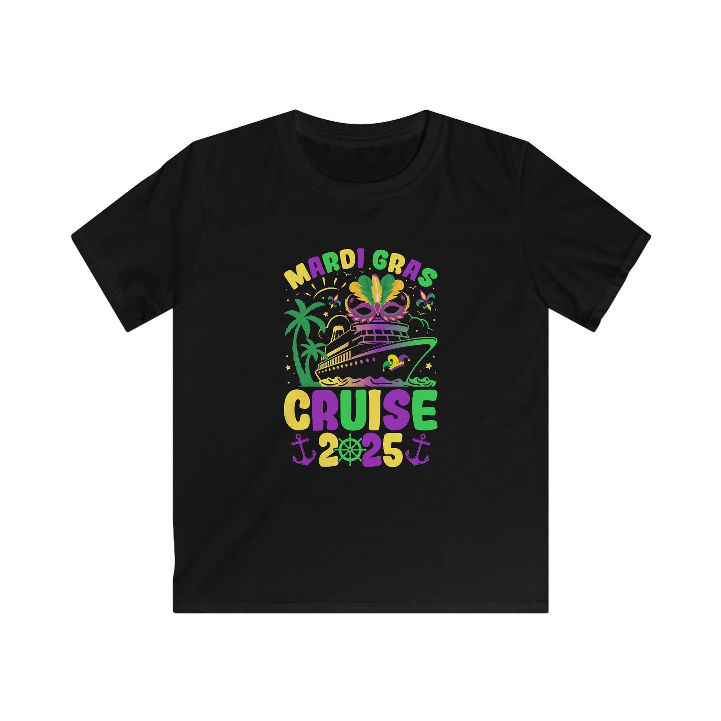 Mardi Gras Cruise Kids Softstyle Tee - Fun & Colorful 2025 T-Shirt for Celebrations